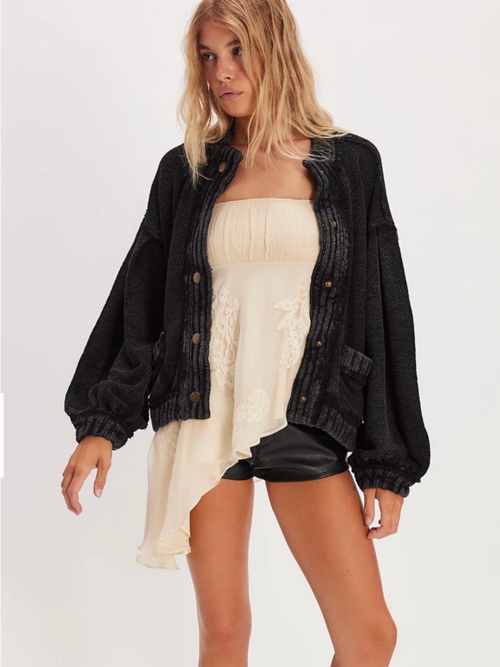 NWT Women’s We The Free Cute In This Cardi by Free People BLACK size XS - Picture 3 of 8